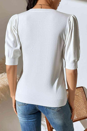 Cozy In Style Puff Sleeve Knitted Top-MXSTUDIO.COM