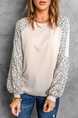 Cozy Leopard Raglan Sleeve Sweatshirt - MXSTUDIO.COM