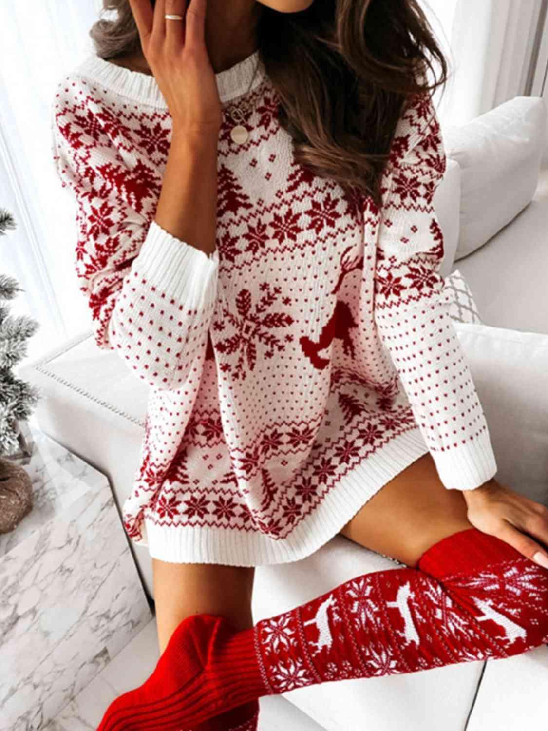 Cozy Season Knit Christmas Tunic Sweater-MXSTUDIO.COM