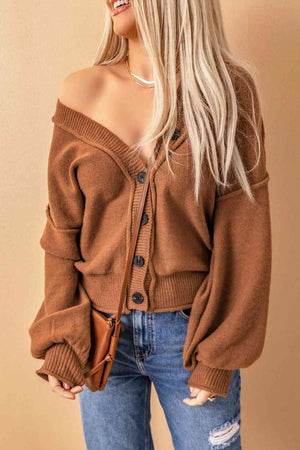 Cozy Temptation V Neck Button Down Cardigan-MXSTUDIO.COM