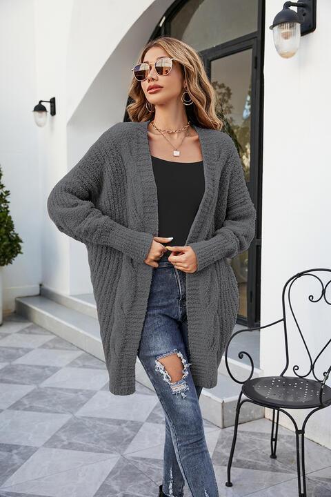 Cozy Vacation Open Front Longline Dolman Sleeve Cardigan - MXSTUDIO.COM