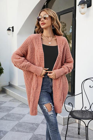 Cozy Vacation Open Front Longline Dolman Sleeve Cardigan - MXSTUDIO.COM