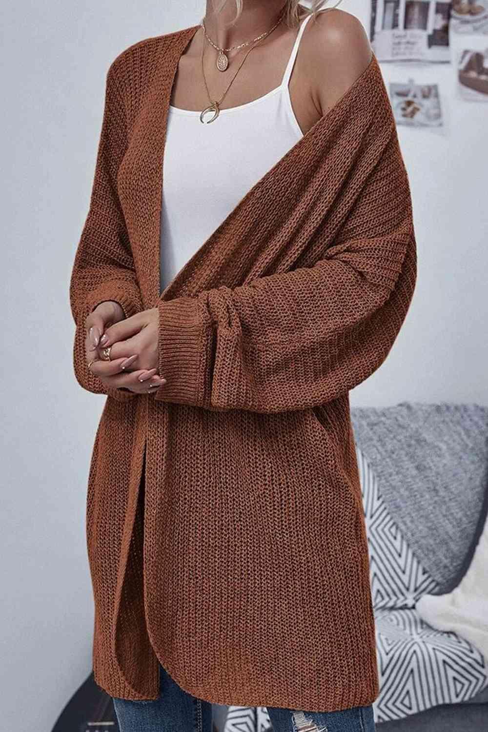 Cozy Weather Ensemble Open Front Long Cardigan-MXSTUDIO.COM