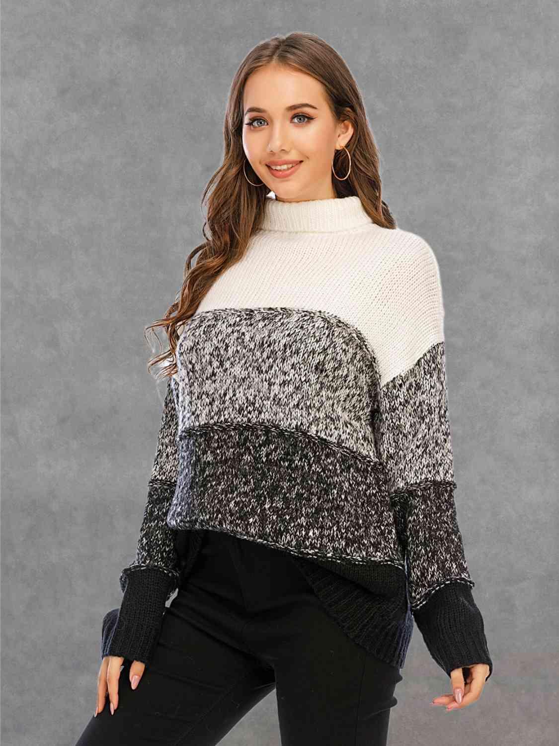 Cozy Winter Knitted Turtle Neck Sweater-MXSTUDIO.COM