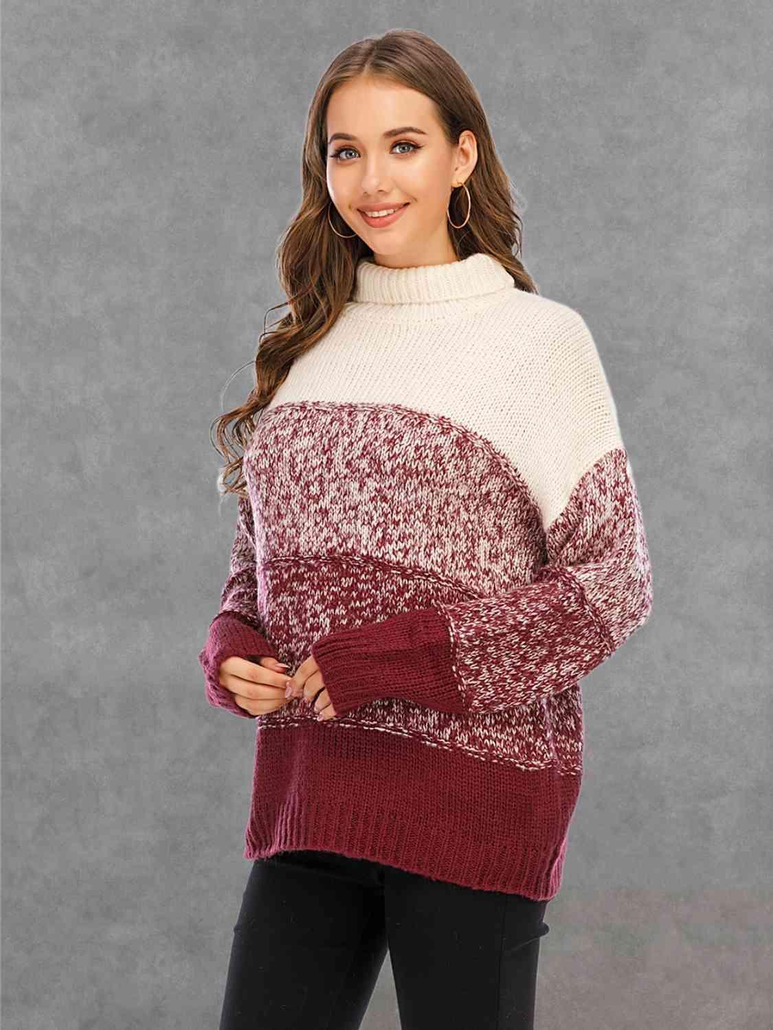 Cozy Winter Knitted Turtle Neck Sweater-MXSTUDIO.COM