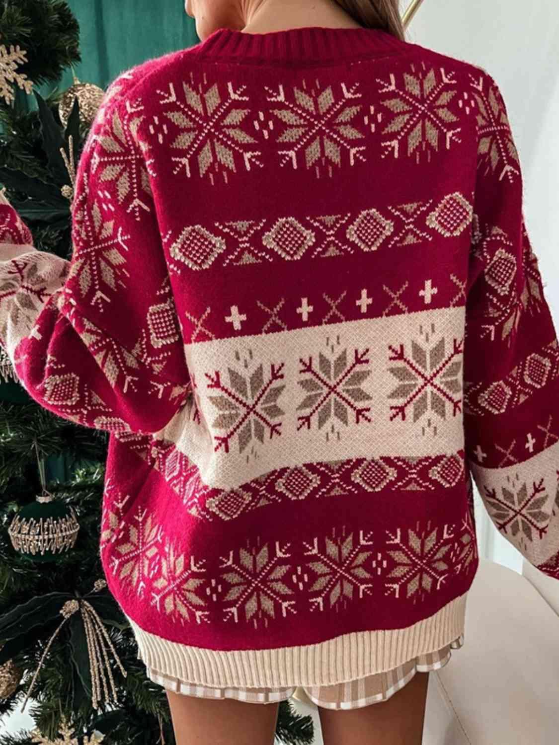 Cozy Wrap Knit Christmas Snowflake Sweater-MXSTUDIO.COM