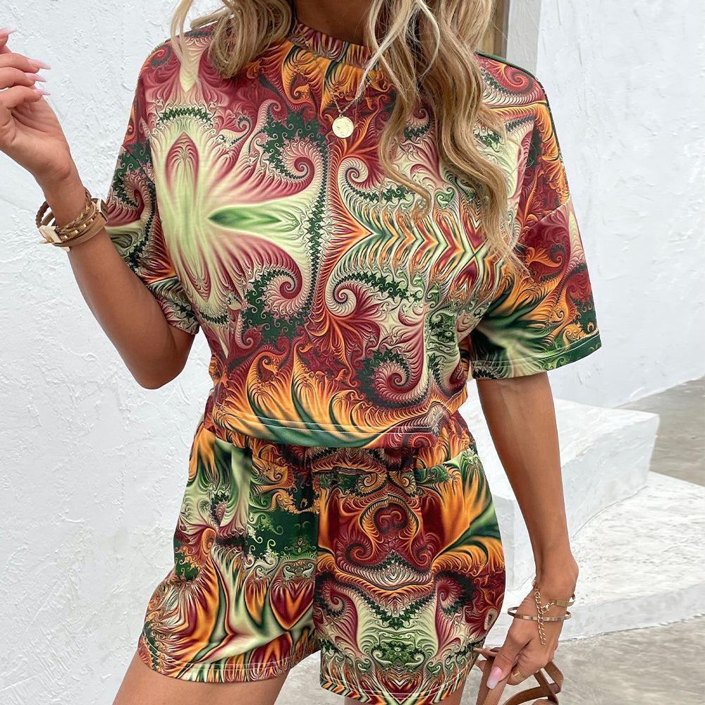 Creative Dropped Shoulder Tee and Shorts Set - MXSTUDIO.COM