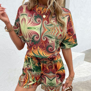 Creative Dropped Shoulder Tee and Shorts Set - MXSTUDIO.COM