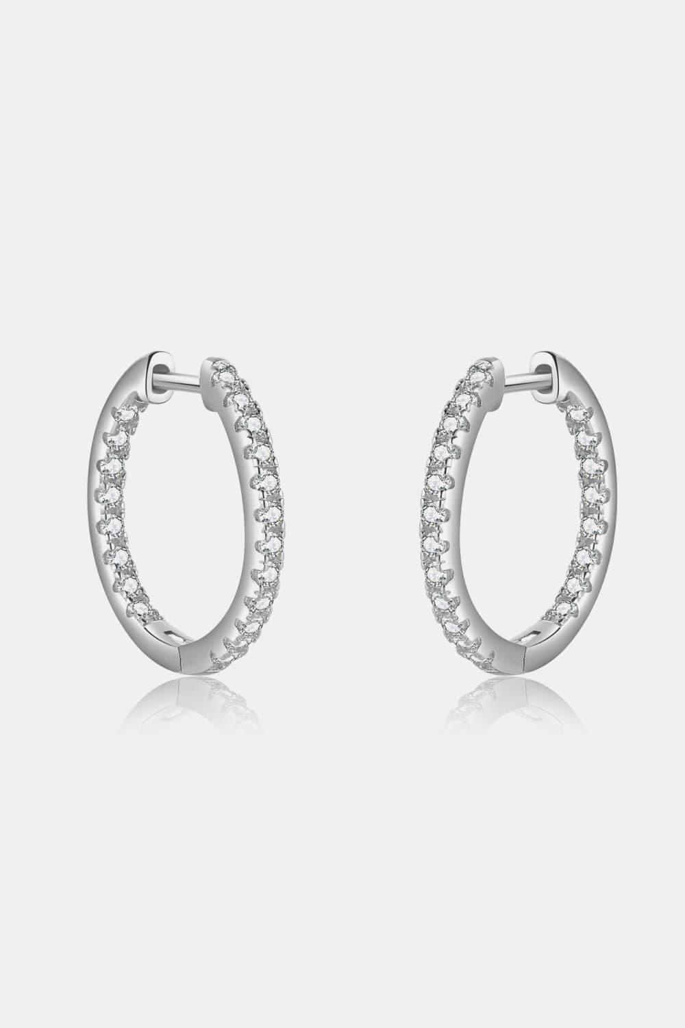 Creatively Inlaid Zircon Sterling Silver Huggie Earrings - MXSTUDIO.COM