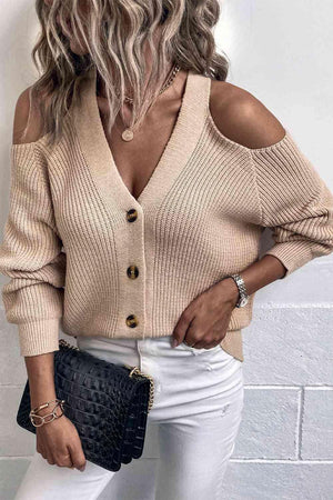 Crisp Air Don't Care Cold Shoulder Cardigan-MXSTUDIO.COM