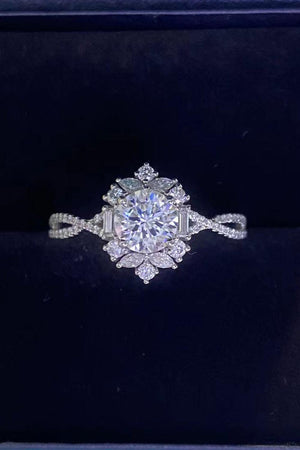 Crisscross Band Floral 2 Carat Moissanite Ring - MXSTUDIO.COM