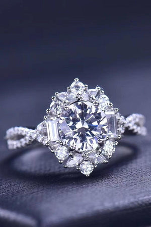 Crisscross Band Floral 2 Carat Moissanite Ring - MXSTUDIO.COM