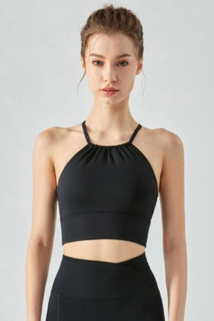 Crisscross Gathered Cropped Activewear Top - MXSTUDIO.COM