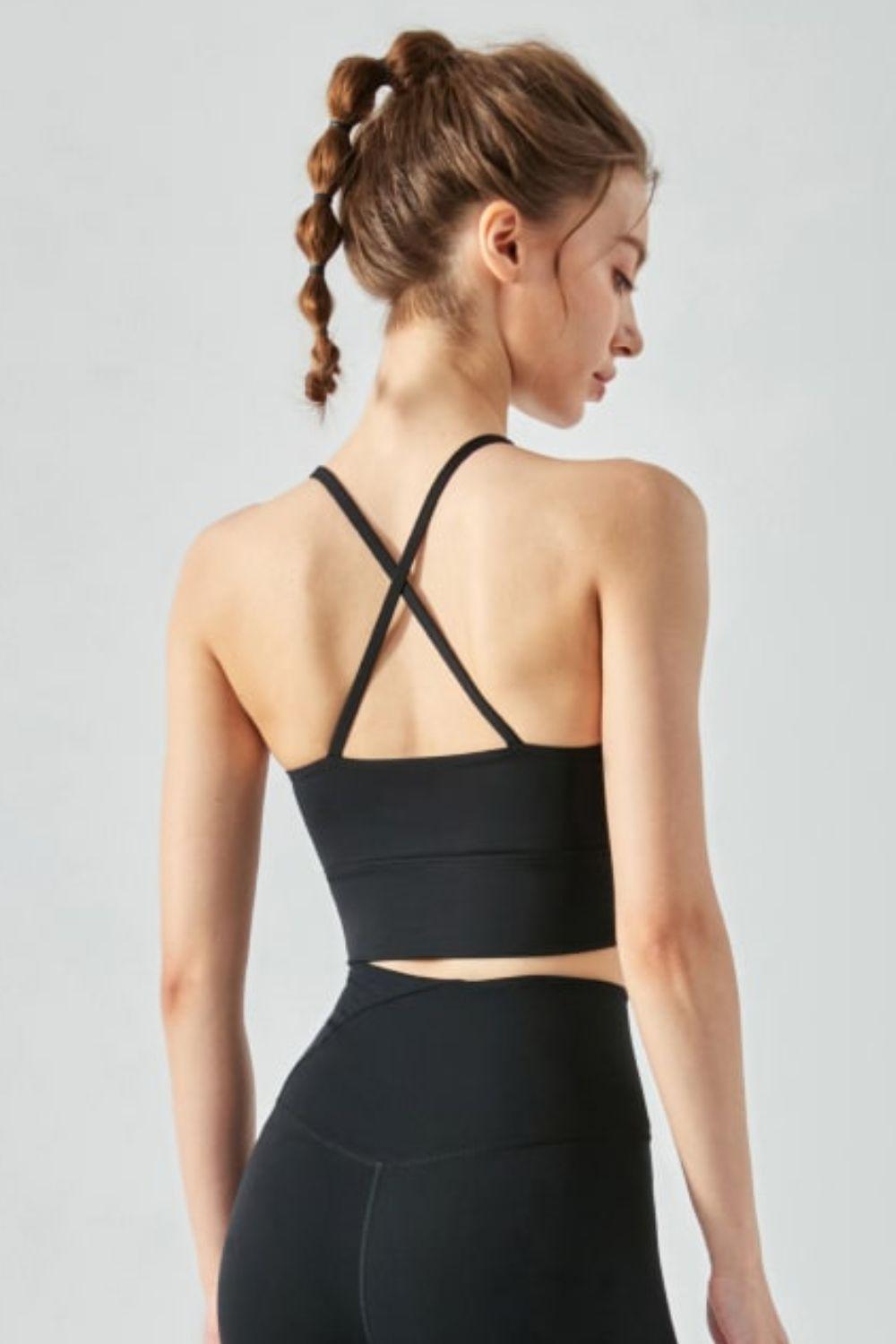 Crisscross Gathered Cropped Activewear Top - MXSTUDIO.COM