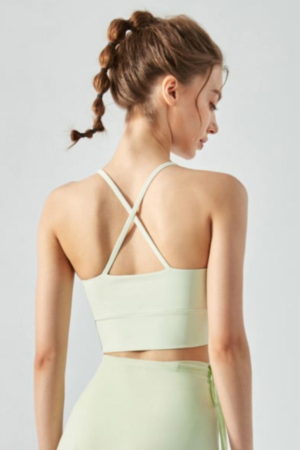 Crisscross Gathered Cropped Activewear Top - MXSTUDIO.COM