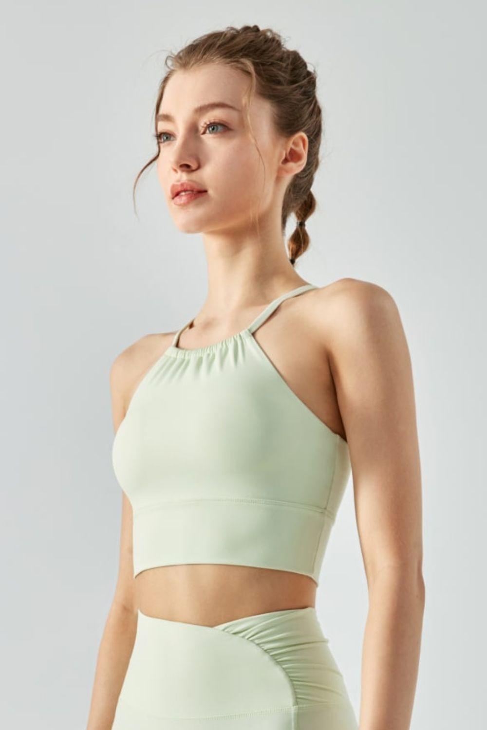 Crisscross Gathered Cropped Activewear Top - MXSTUDIO.COM