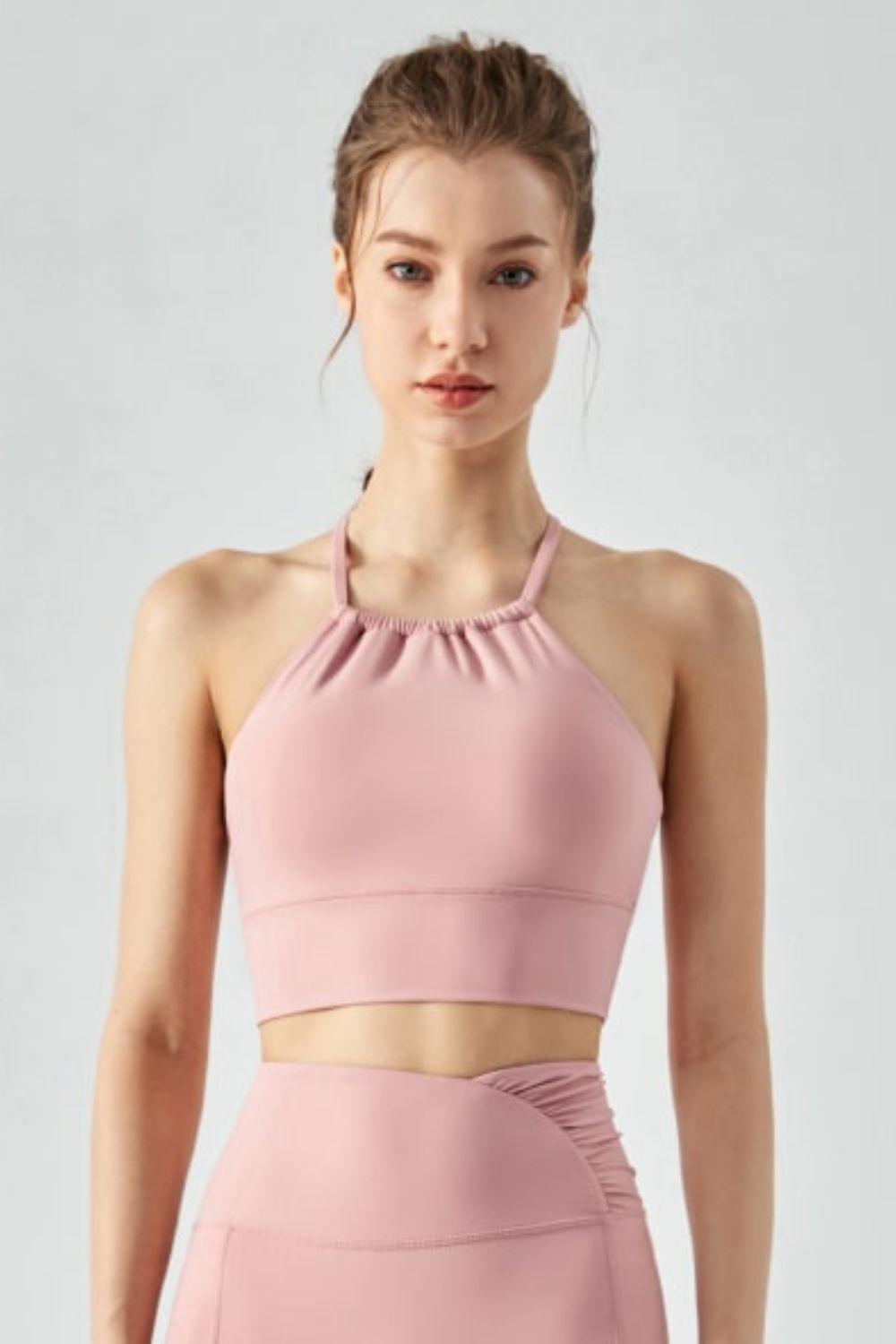 Crisscross Gathered Cropped Activewear Top - MXSTUDIO.COM