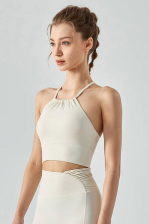 Crisscross Gathered Cropped Activewear Top - MXSTUDIO.COM