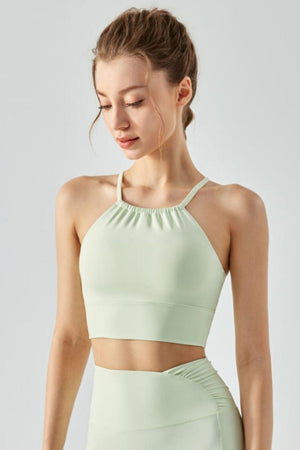 Crisscross Gathered Cropped Activewear Top - MXSTUDIO.COM