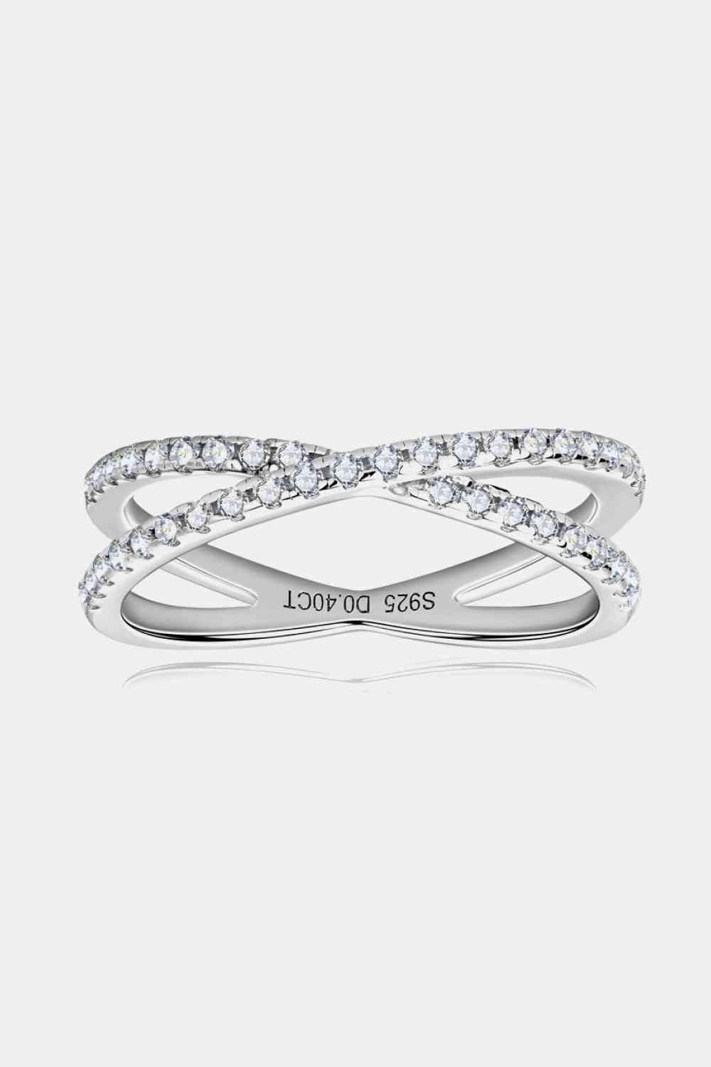 a white gold ring with diamonds on it