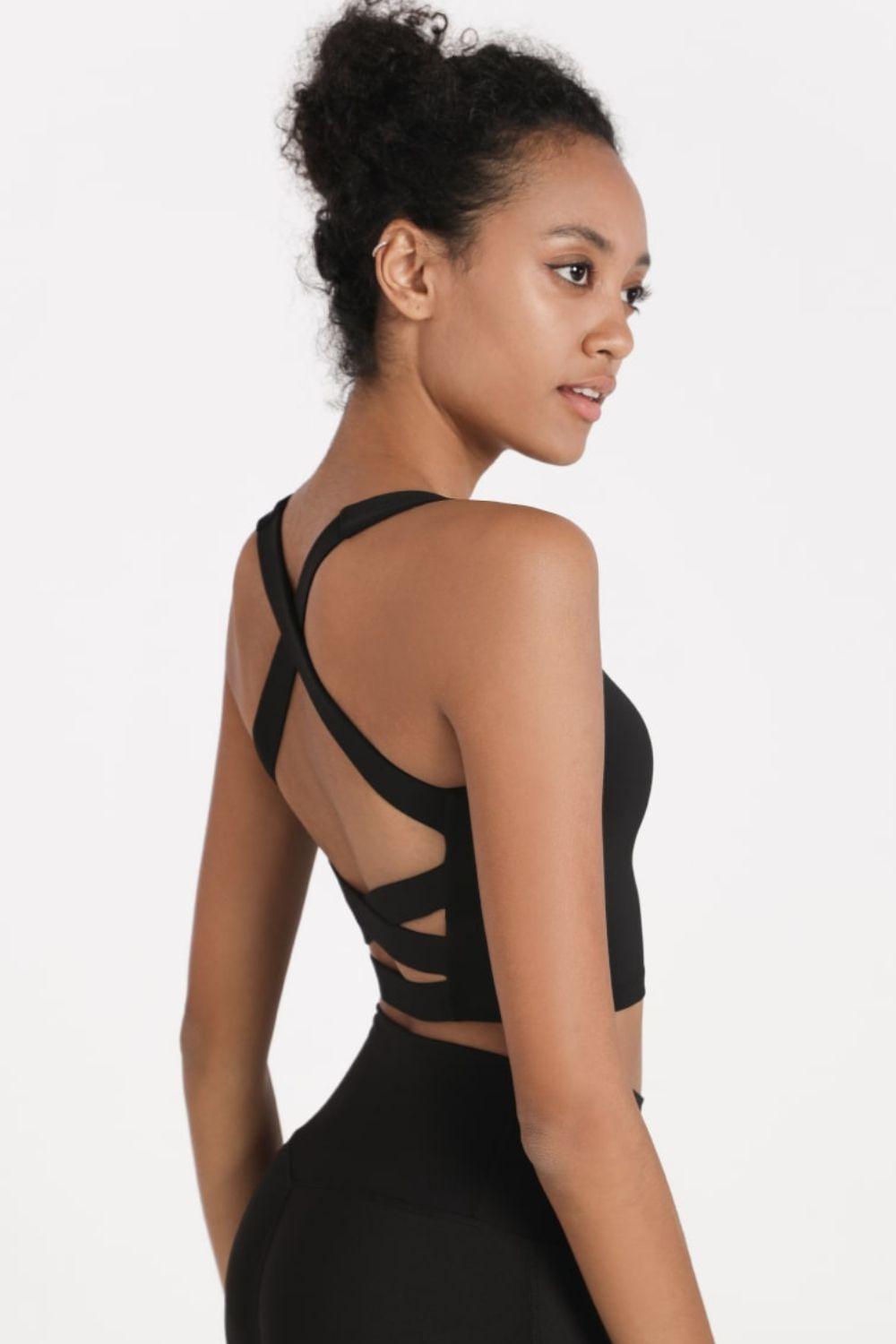 Cross Open Back Athletic Crop Top - MXSTUDIO.COM