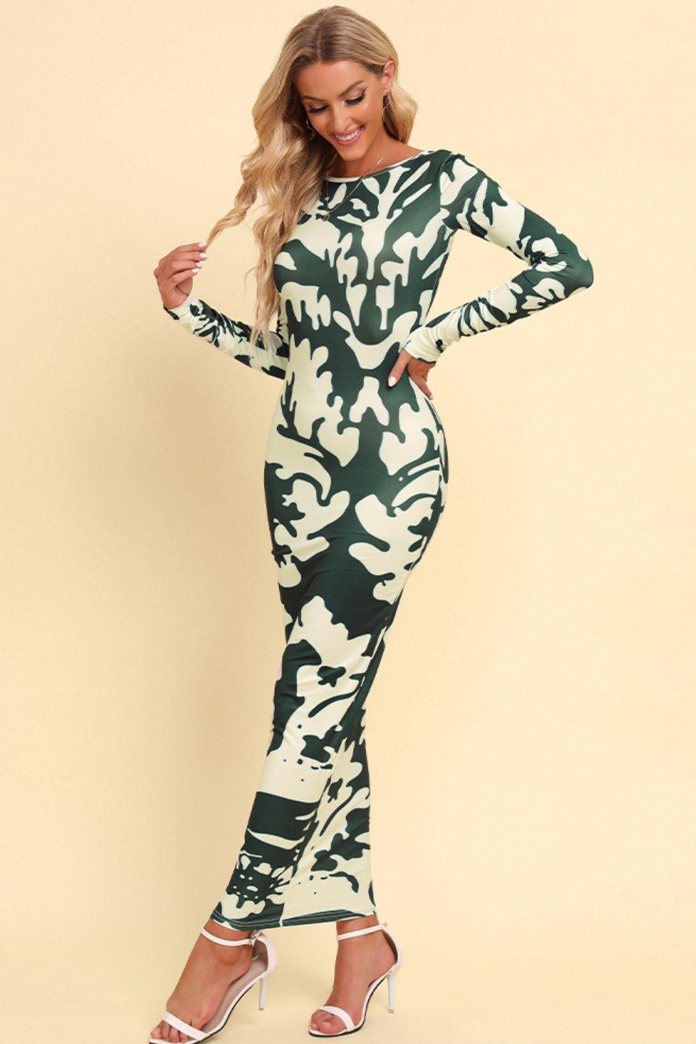 Crowd Pleaser Backless Long Sleeve Maxi Dress - MXSTUDIO.COM