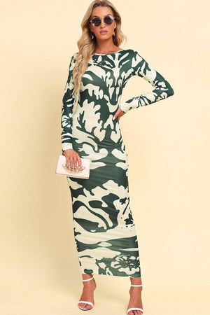 Crowd Pleaser Backless Long Sleeve Maxi Dress - MXSTUDIO.COM