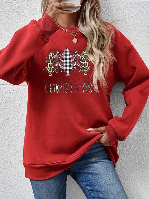 Crowd-Puller Round Neck Merry Christmas Sweatshirt-MXSTUDIO.COM