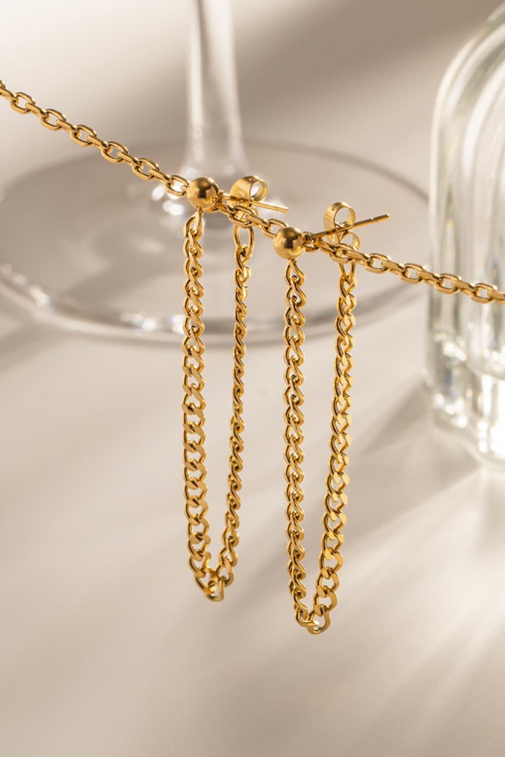 Crowd Stunning Stainless Steel Gold Chain Earrings - MXSTUDIO.COM