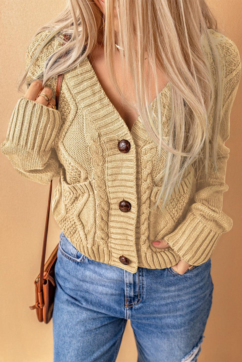 Cuddlesome Mixed Knit Button Down Cardigan - MXSTUDIO.COM