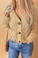 Cuddlesome Mixed Knit Button Down Cardigan - MXSTUDIO.COM