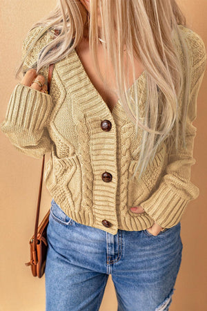 Cuddlesome Mixed Knit Button Down Cardigan - MXSTUDIO.COM