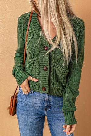 Cuddlesome Mixed Knit Button Down Cardigan - MXSTUDIO.COM