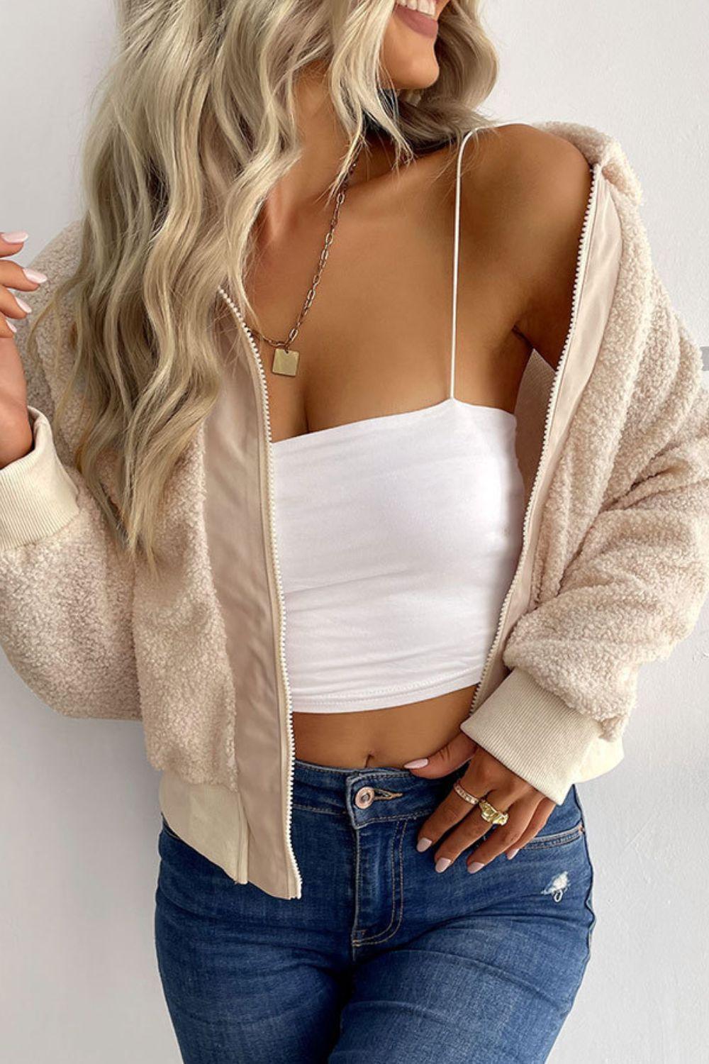 Cuddly Cropped Sherpa Jacket - MXSTUDIO.COM