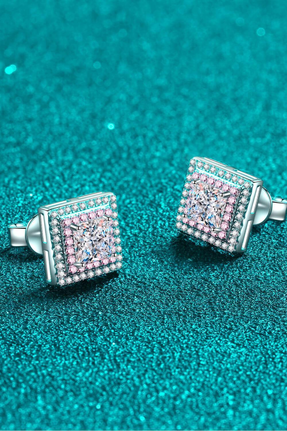 Cultivate Charm Square 1 Carat Moissanite Stud Earrings - MXSTUDIO.COM