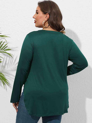 Curve Hem Plus Size Long Sleeve Tee - MXSTUDIO.COM