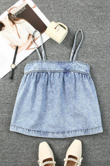 Cute Adjustable Strap Denim Top - MXSTUDIO.COM