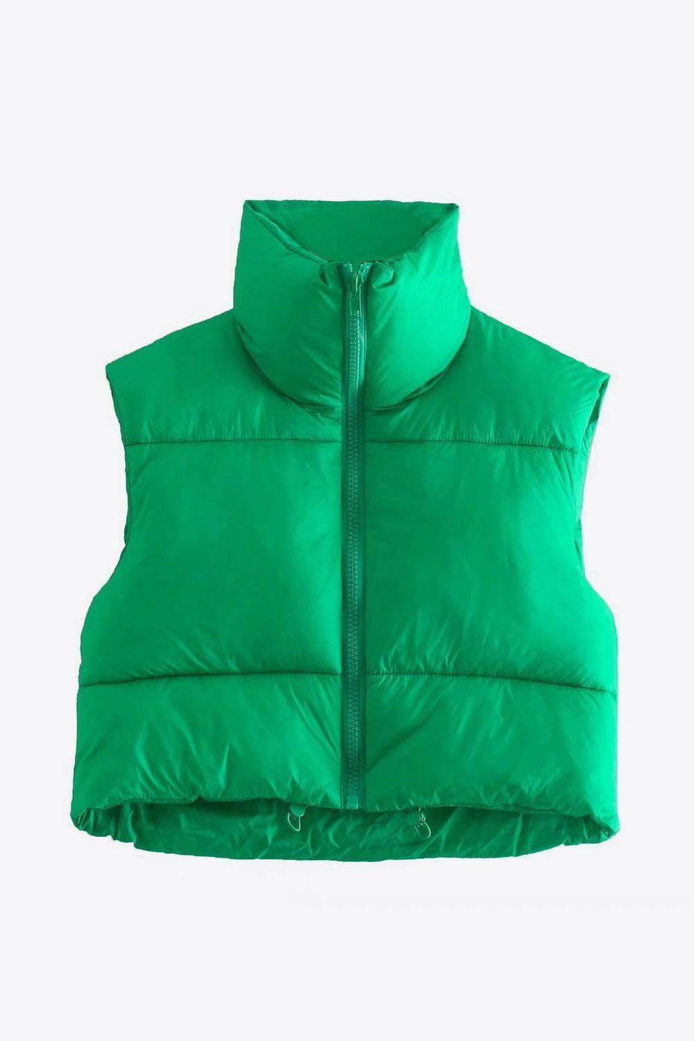 Cute And Comfy Zip-Up Cropped Puffer Vest - MXSTUDIO.COM