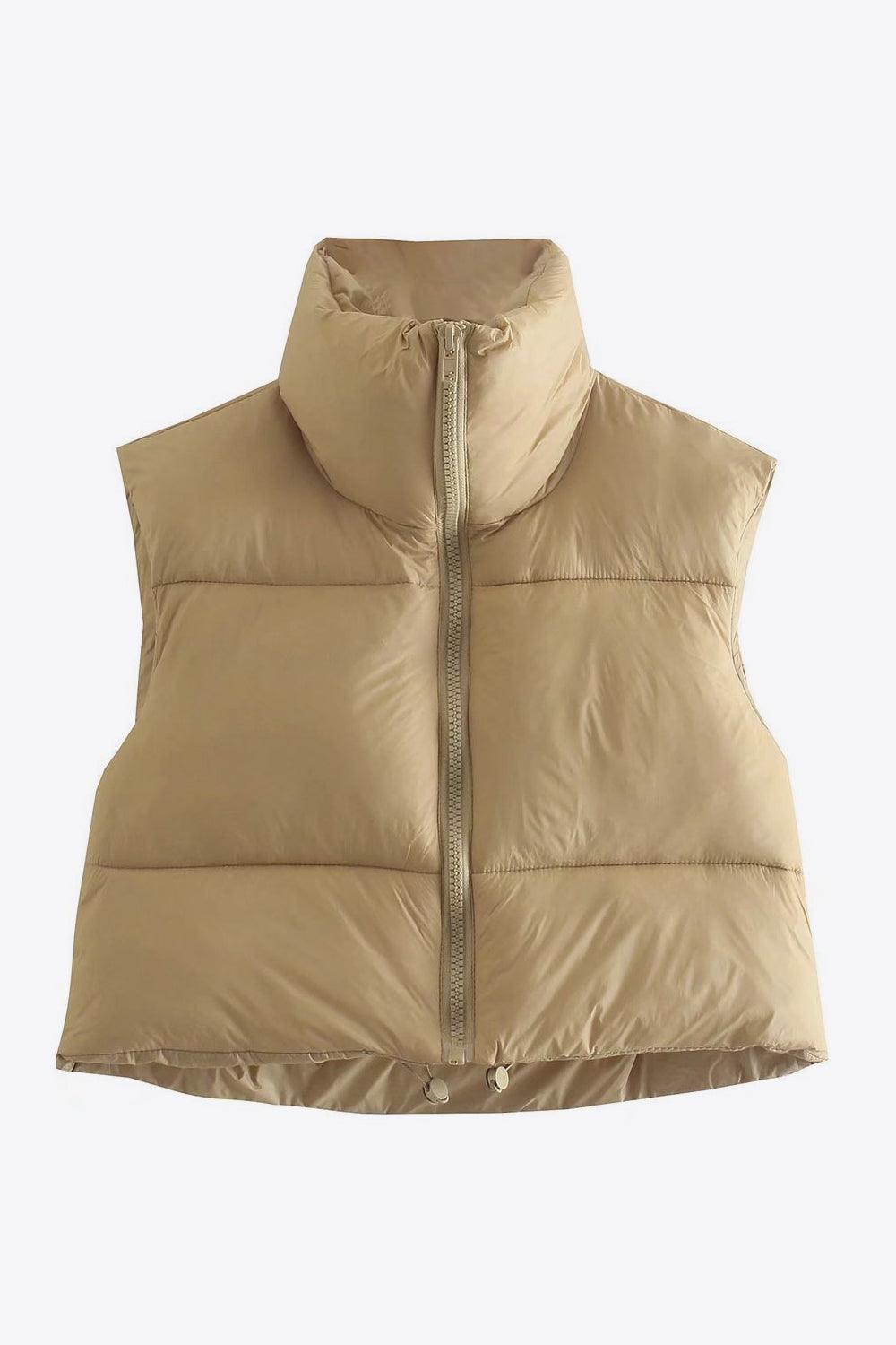 Cute And Comfy Zip-Up Cropped Puffer Vest - MXSTUDIO.COM