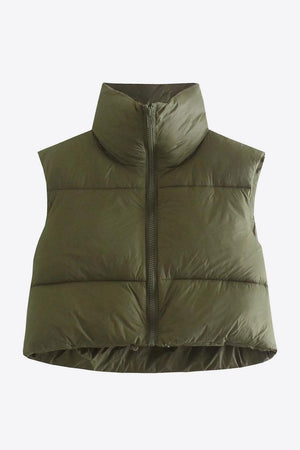 Cute And Comfy Zip-Up Cropped Puffer Vest - MXSTUDIO.COM