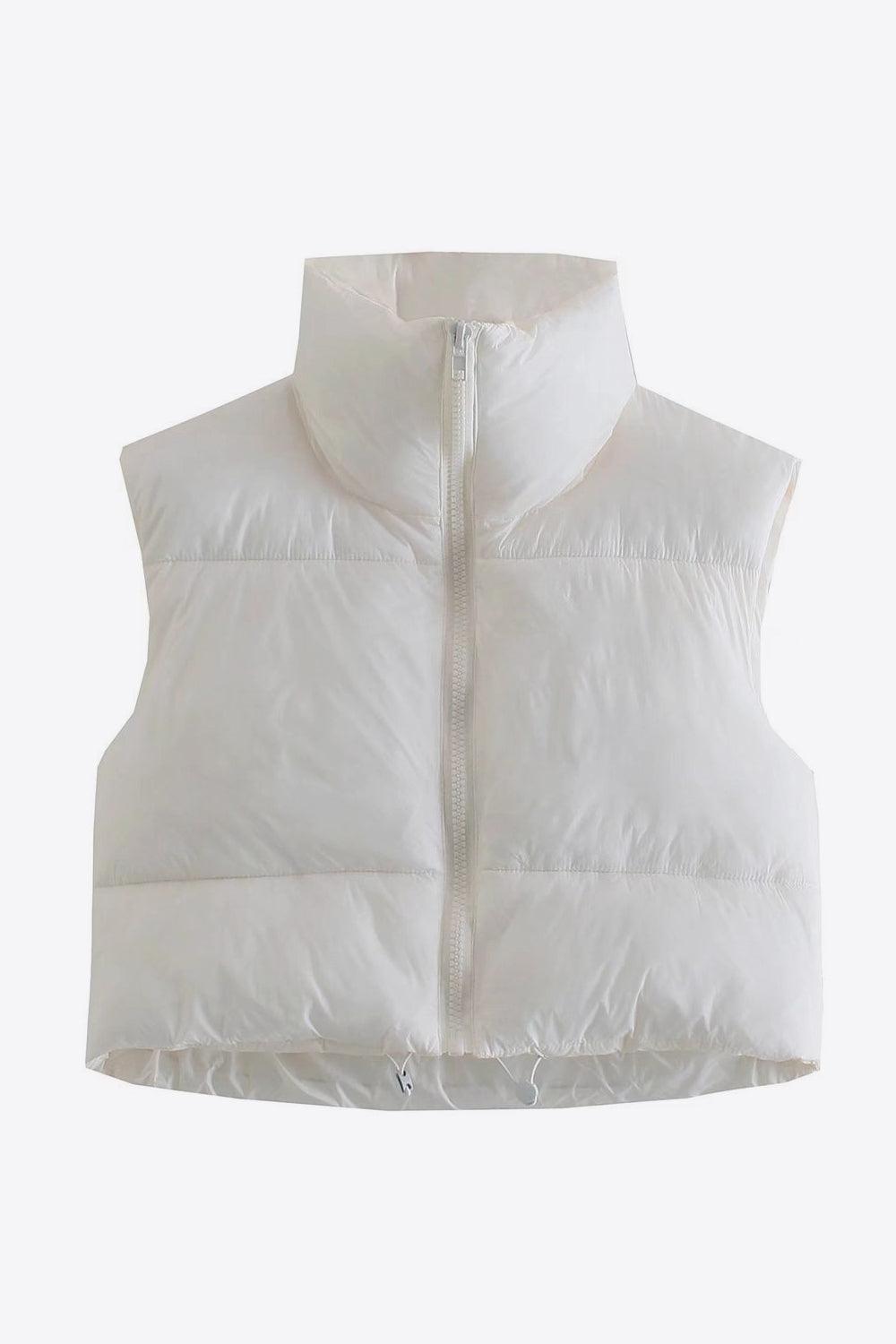 Cute And Comfy Zip-Up Cropped Puffer Vest - MXSTUDIO.COM