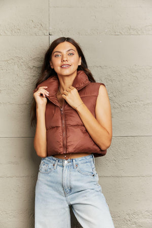 Cute And Comfy Zip-Up Cropped Puffer Vest - MXSTUDIO.COM