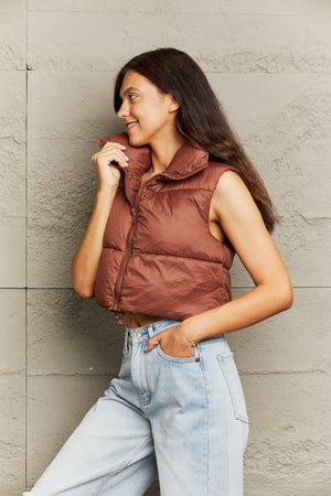 Cute And Comfy Zip-Up Cropped Puffer Vest - MXSTUDIO.COM