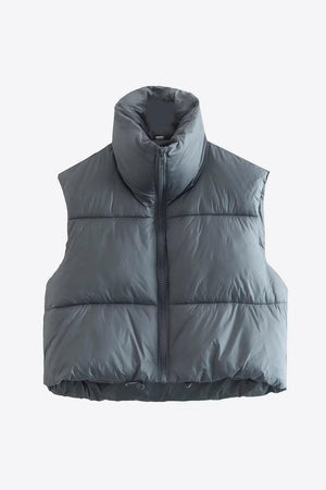 Cute And Comfy Zip-Up Cropped Puffer Vest - MXSTUDIO.COM