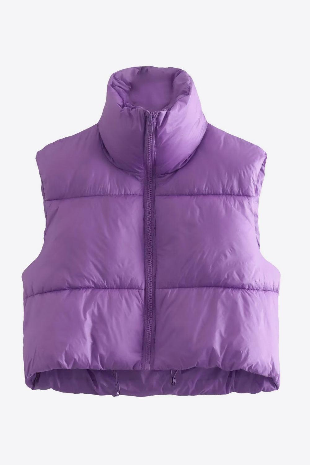 Cute And Comfy Zip-Up Cropped Puffer Vest - MXSTUDIO.COM