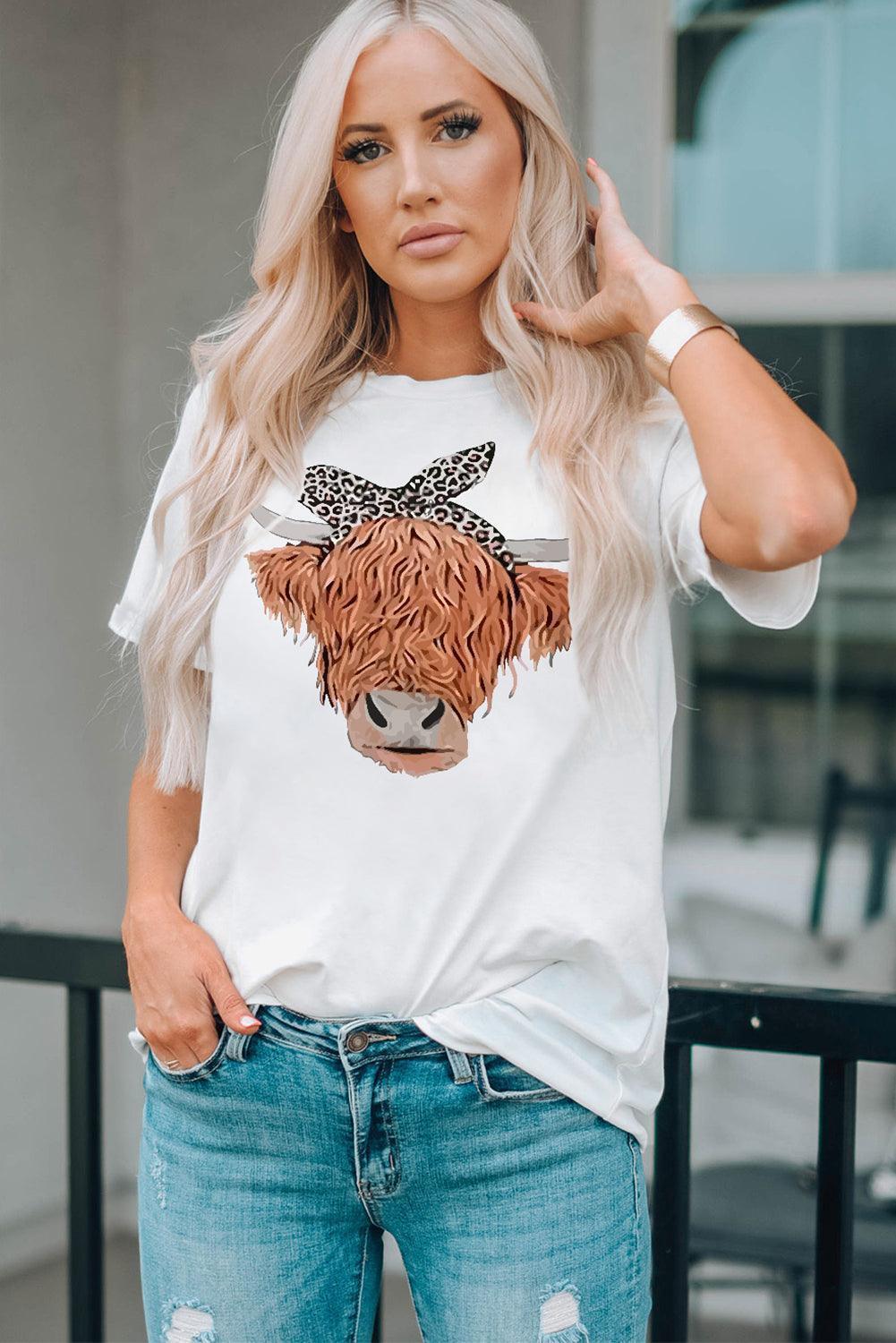 Cute Animal Graphic Round Neck T-Shirt - MXSTUDIO.COM