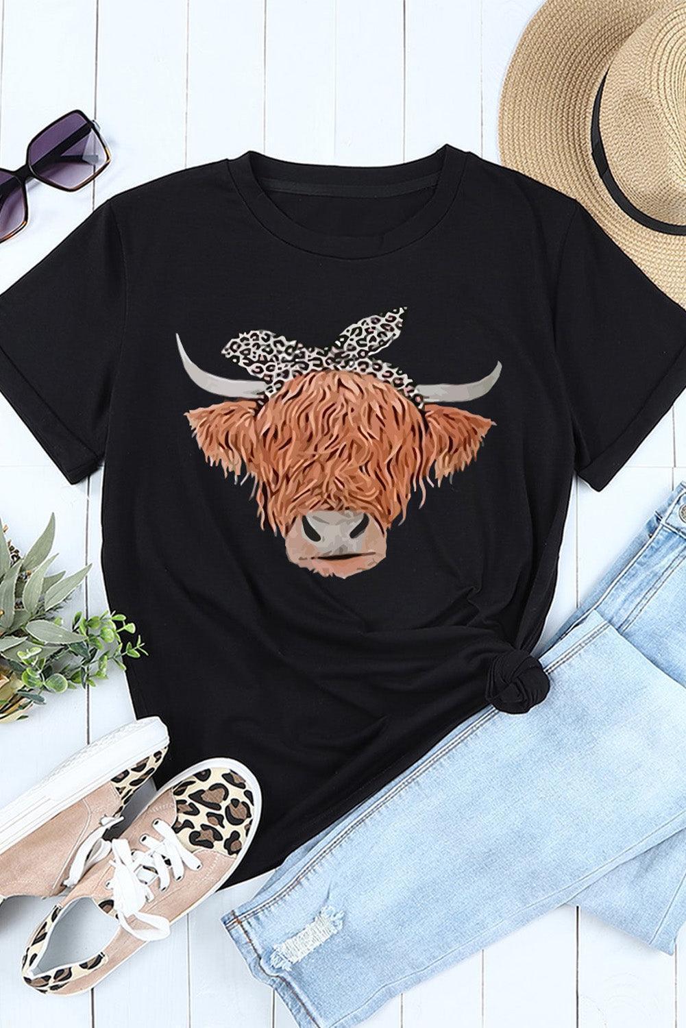 Cute Animal Graphic Round Neck T-Shirt - MXSTUDIO.COM