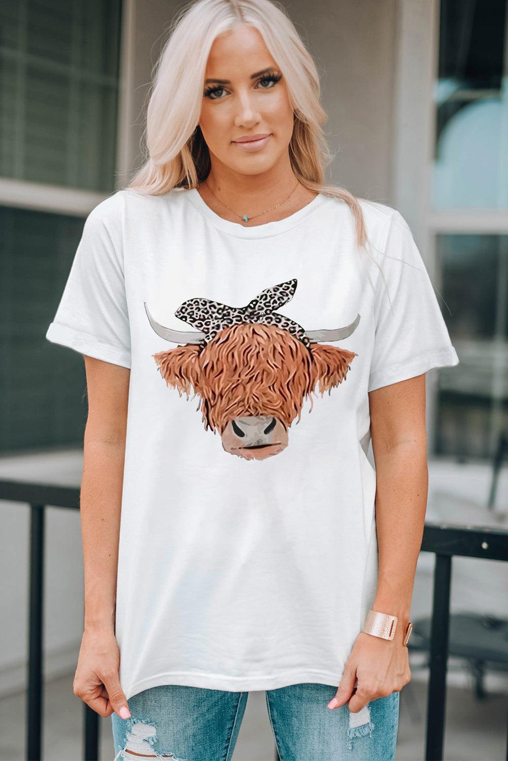 Cute Animal Graphic Round Neck T-Shirt - MXSTUDIO.COM