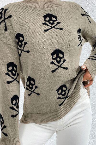 Cute Prints Mock Neck Knit Sweater-MXSTUDIO.COM