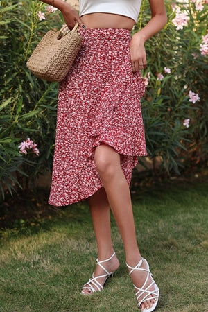 Cutie Asymmetrical Ditsy Floral Ruffle Skirt - MXSTUDIO.COM